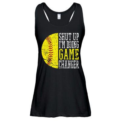 Shut Up I'm Doing Game Changer Funny Baseball Player Ladies Essential Flowy Tank