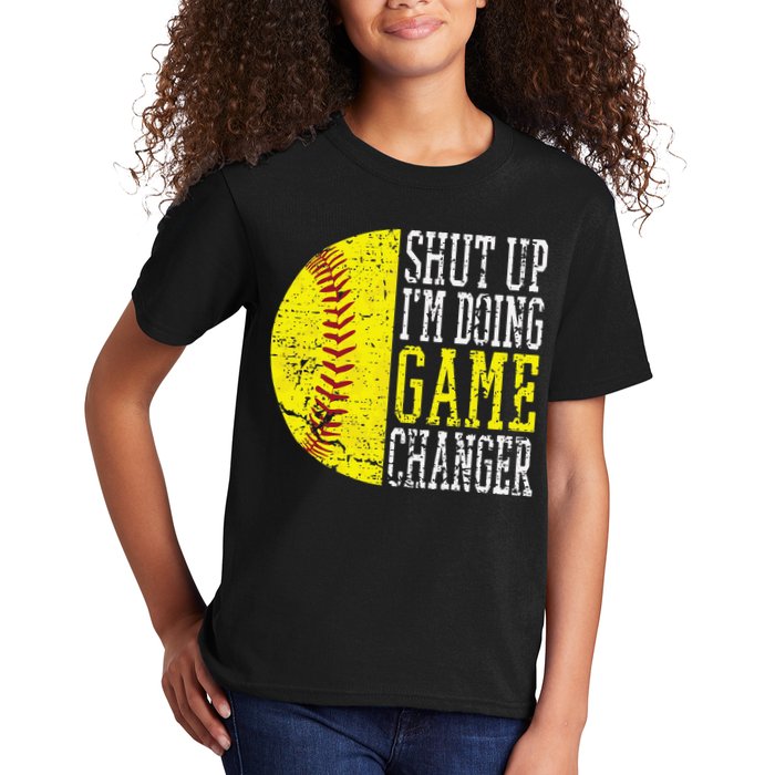 Shut Up I'm Doing Game Changer Funny Baseball Player Kids T-Shirt