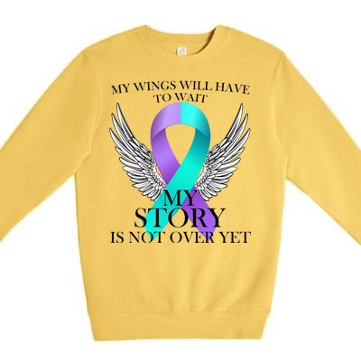 Suicide Prevention Angel Wings Ribbon Premium Crewneck Sweatshirt