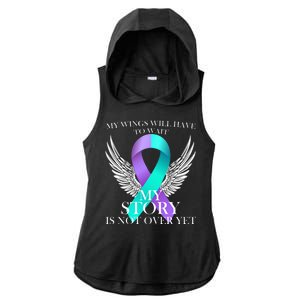 Suicide Prevention Angel Wings Ribbon Ladies PosiCharge Tri-Blend Wicking Draft Hoodie Tank