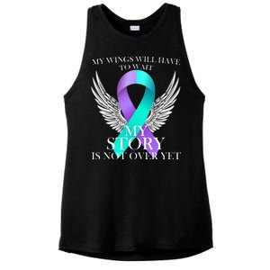 Suicide Prevention Angel Wings Ribbon Ladies PosiCharge Tri-Blend Wicking Tank