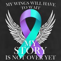 Suicide Prevention Angel Wings Ribbon 7 Panel Mesh Trucker Snapback Hat