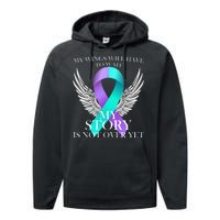 Suicide Prevention Angel Wings Ribbon Performance Fleece Hoodie