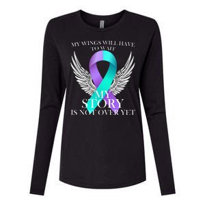 Suicide Prevention Angel Wings Ribbon Womens Cotton Relaxed Long Sleeve T-Shirt