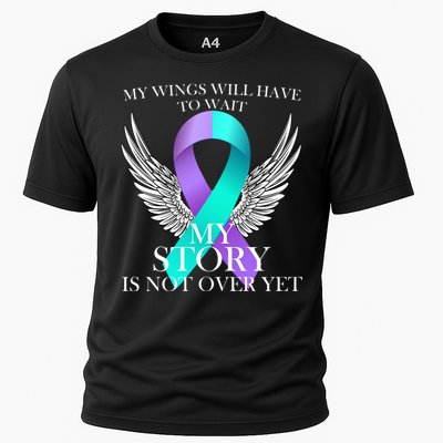 Suicide Prevention Angel Wings Ribbon Cooling Performance Crew T-Shirt