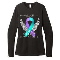 Suicide Prevention Angel Wings Ribbon Womens CVC Long Sleeve Shirt