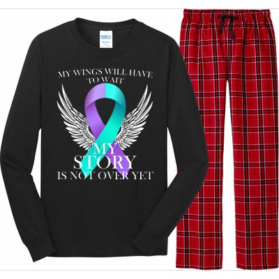 Suicide Prevention Angel Wings Ribbon Long Sleeve Pajama Set