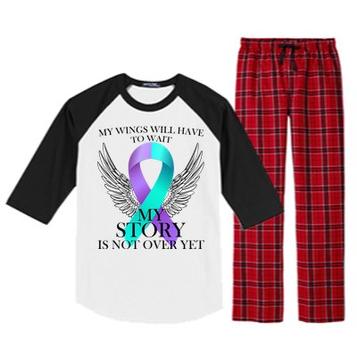 Suicide Prevention Angel Wings Ribbon Raglan Sleeve Pajama Set