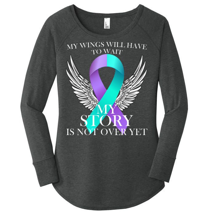 Suicide Prevention Angel Wings Ribbon Women's Perfect Tri Tunic Long Sleeve Shirt