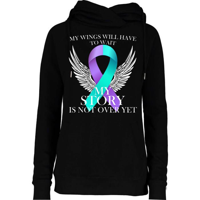 Suicide Prevention Angel Wings Ribbon Womens Funnel Neck Pullover Hood