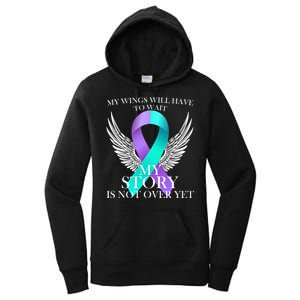 Suicide Prevention Angel Wings Ribbon Women's Pullover Hoodie