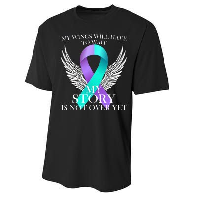 Suicide Prevention Angel Wings Ribbon Performance Sprint T-Shirt