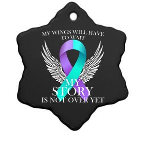 Suicide Prevention Angel Wings Ribbon Ceramic Star Ornament