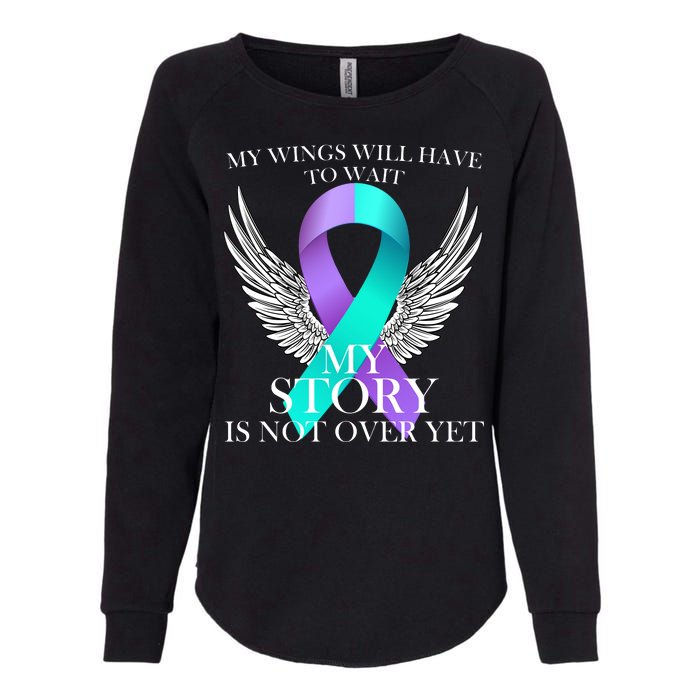 Suicide Prevention Angel Wings Ribbon Womens California Wash Sweatshirt