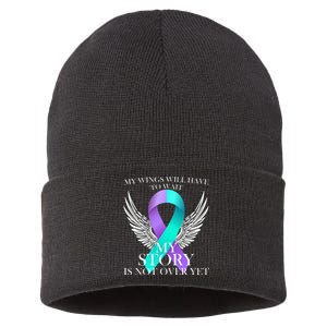 Suicide Prevention Angel Wings Ribbon Sustainable Knit Beanie