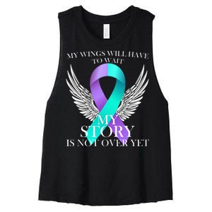 Suicide Prevention Angel Wings Ribbon Women's Racerback Cropped Tank