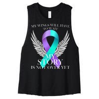 Suicide Prevention Angel Wings Ribbon Women's Racerback Cropped Tank