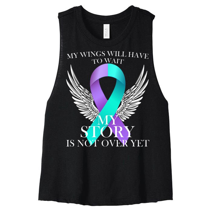 Suicide Prevention Angel Wings Ribbon Women's Racerback Cropped Tank