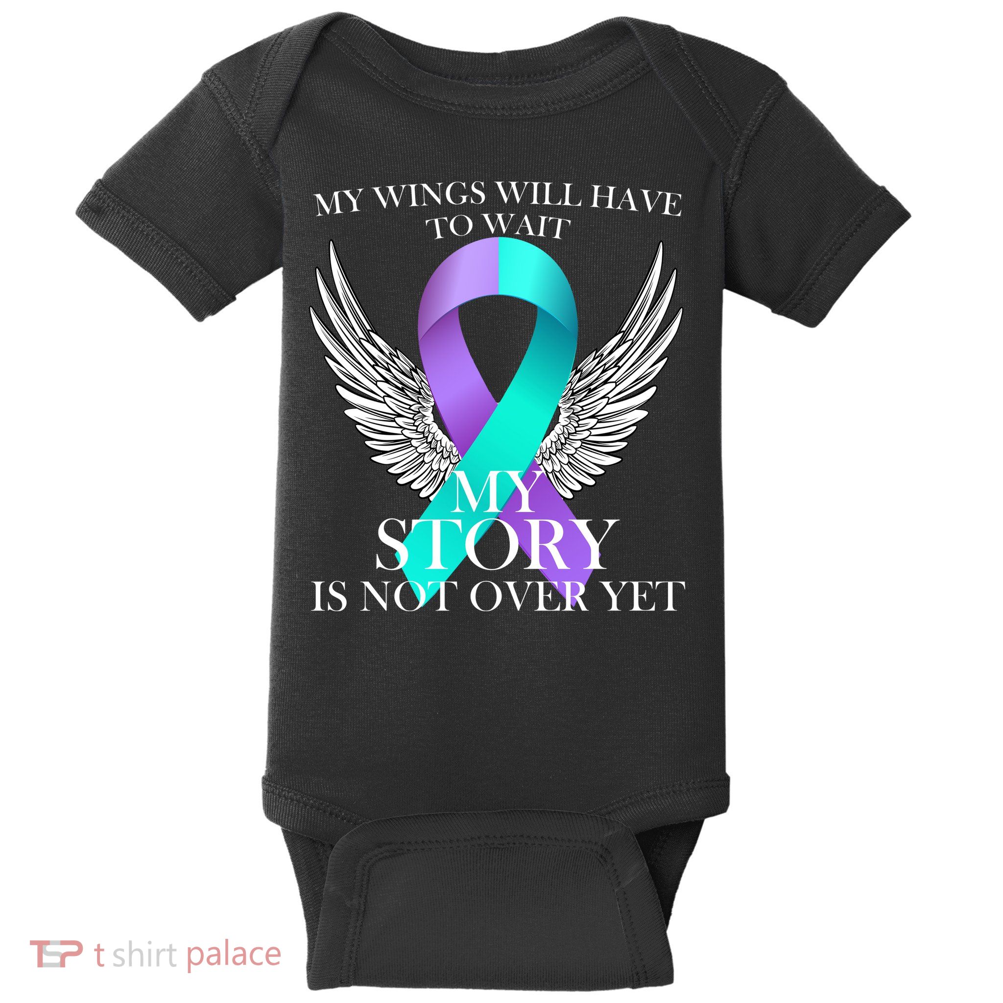 Suicide Prevention Angel Wings Ribbon Baby Bodysuit