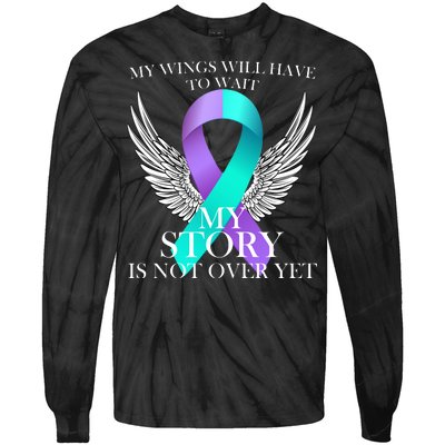 Suicide Prevention Angel Wings Ribbon Tie-Dye Long Sleeve Shirt