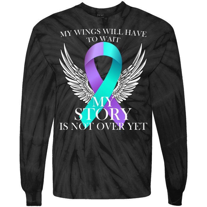 Suicide Prevention Angel Wings Ribbon Tie-Dye Long Sleeve Shirt