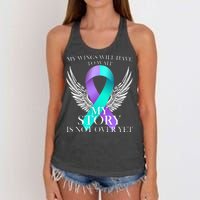 Suicide Prevention Angel Wings Ribbon Women's Knotted Racerback Tank