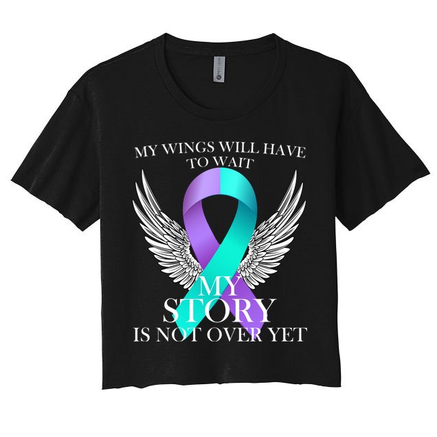 Suicide Prevention Angel Wings Ribbon Crop Top