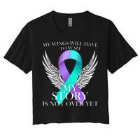 Suicide Prevention Angel Wings Ribbon Women's Crop Top Tee