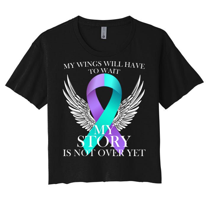 Suicide Prevention Angel Wings Ribbon Women's Crop Top Tee