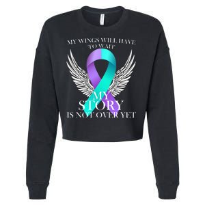 Suicide Prevention Angel Wings Ribbon Cropped Pullover Crew