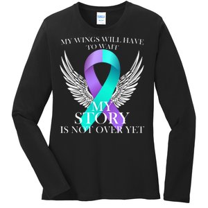 Suicide Prevention Angel Wings Ribbon Ladies Long Sleeve Shirt