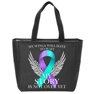 Suicide Prevention Angel Wings Ribbon Zip Tote Bag