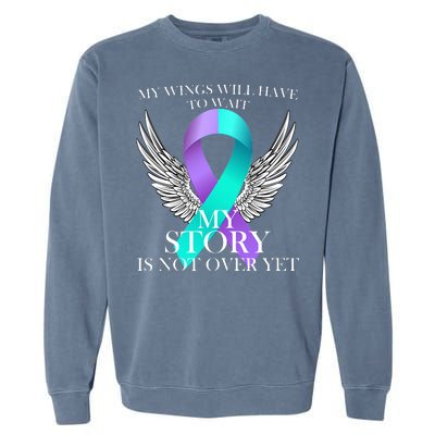 Suicide Prevention Angel Wings Ribbon Garment-Dyed Sweatshirt