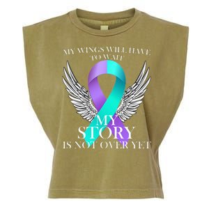 Suicide Prevention Angel Wings Ribbon Garment-Dyed Women's Muscle Tee