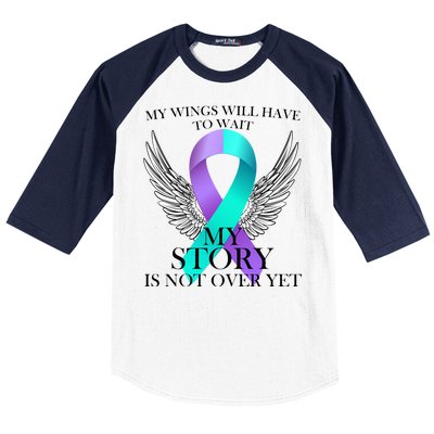 Suicide Prevention Angel Wings Ribbon Baseball Sleeve Shirt