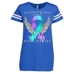 Suicide Prevention Angel Wings Ribbon Enza Ladies Jersey Football T-Shirt