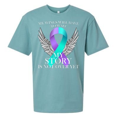 Suicide Prevention Angel Wings Ribbon Sueded Cloud Jersey T-Shirt