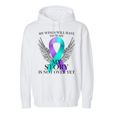 Suicide Prevention Angel Wings Ribbon Garment-Dyed Fleece Hoodie