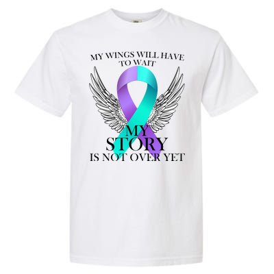 Suicide Prevention Angel Wings Ribbon Garment-Dyed Heavyweight T-Shirt