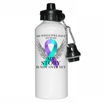 Suicide Prevention Angel Wings Ribbon Aluminum Water Bottle 