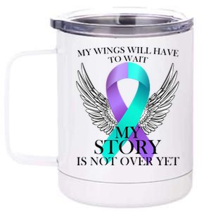 Suicide Prevention Angel Wings Ribbon 12 oz Stainless Steel Tumbler Cup