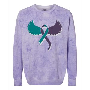 Suicide Prevention Angle Wings Awareness Ribbon Colorblast Crewneck Sweatshirt