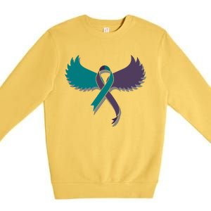 Suicide Prevention Angle Wings Awareness Ribbon Premium Crewneck Sweatshirt