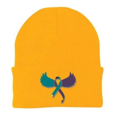 Suicide Prevention Angle Wings Awareness Ribbon Knit Cap Winter Beanie