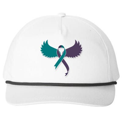 Suicide Prevention Angle Wings Awareness Ribbon Snapback Five-Panel Rope Hat