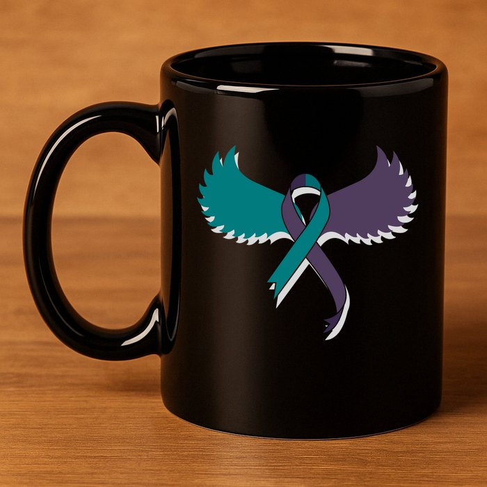 Suicide Prevention Angle Wings Awareness Ribbon 11oz C Handle Ceramic Mug