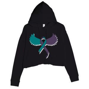 Suicide Prevention Angle Wings Awareness Ribbon Crop Fleece Hoodie