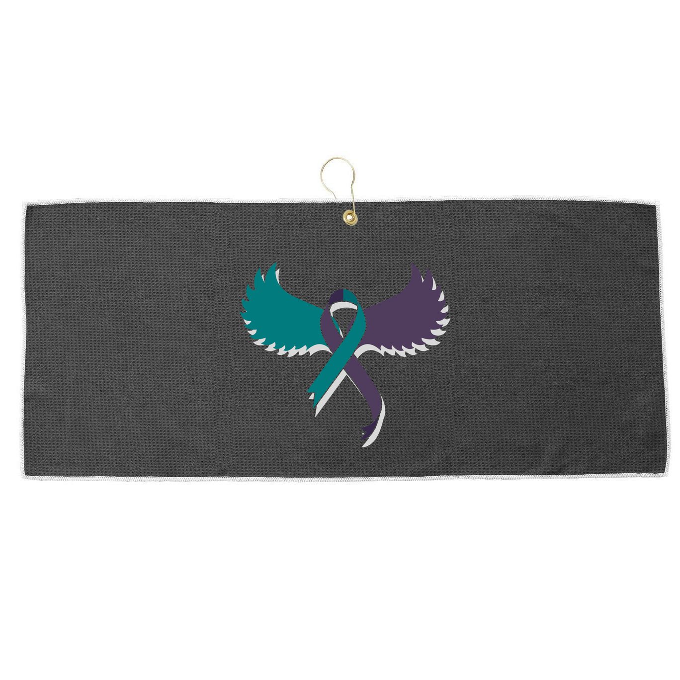 Suicide Prevention Angle Wings Awareness Ribbon Large Microfiber Waffle Golf Towel