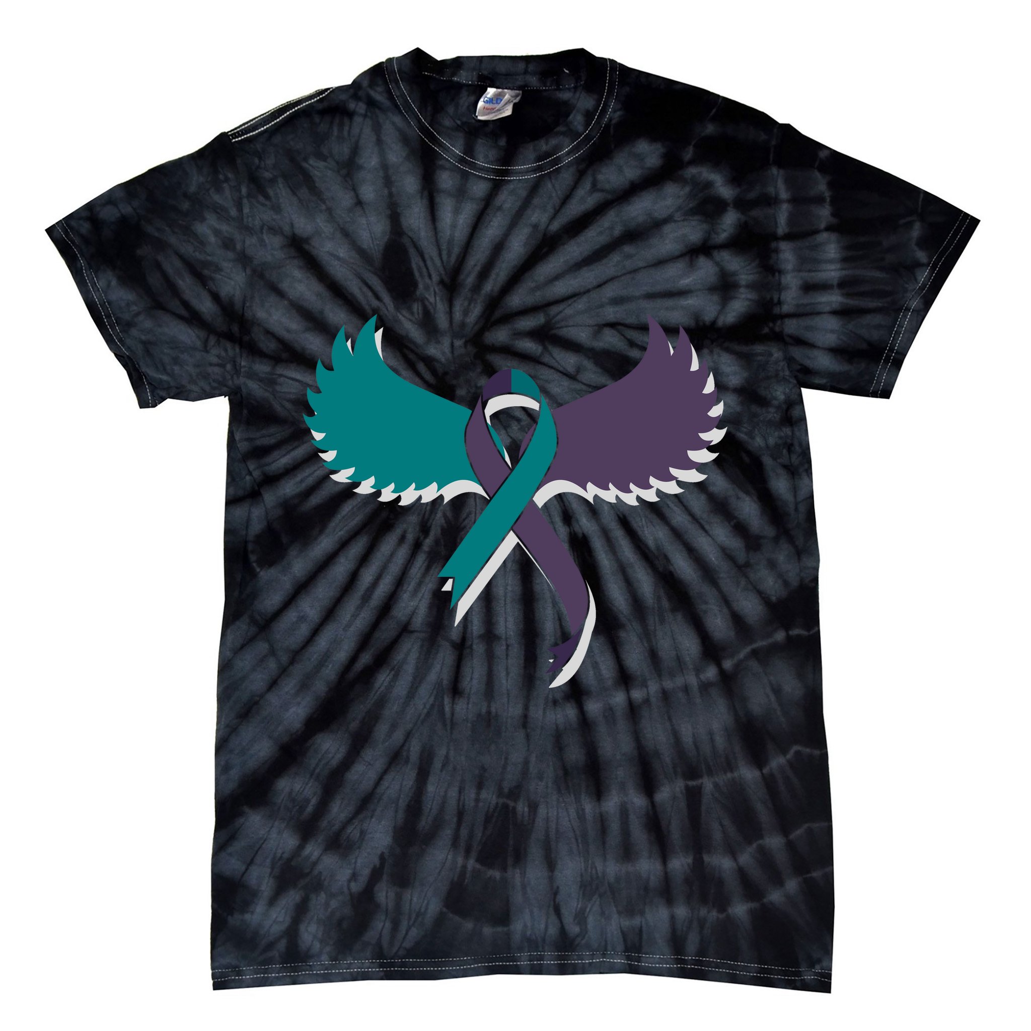 Suicide Prevention Angle Wings Awareness Ribbon Tie-Dye T-Shirt