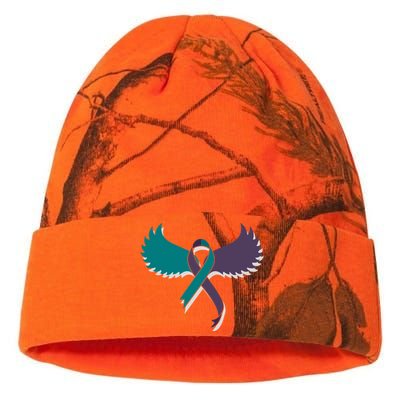 Suicide Prevention Angle Wings Awareness Ribbon Kati Licensed 12" Camo Beanie